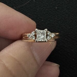 Beautiful 14k Gold 1/2 ct Princess cut natural Diamond wedding set